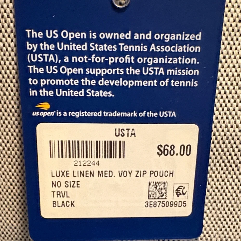 US Open Zip Pouch with Black Trim